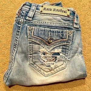 Rock Revival FAY Light wash Skinny Jean 27 X 31 Distressed Like New